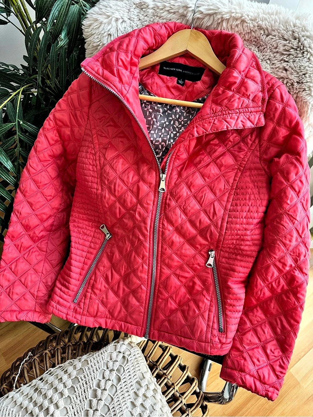 Marc New York Andrew Marc Quilted Jacket in Pink Small Like New